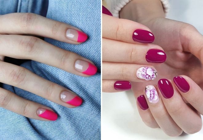 raspberry manicure on short nails