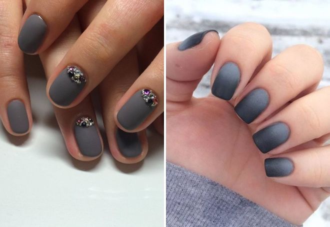 gray manicure for short nails