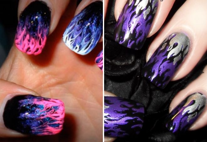 purple fire manicure