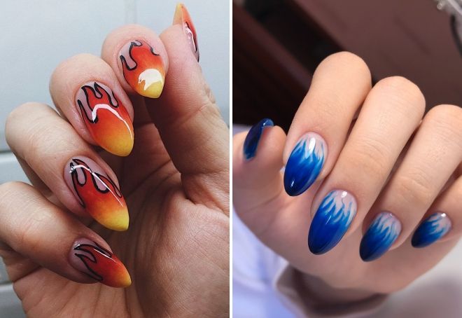 manicure with fire and rubbing