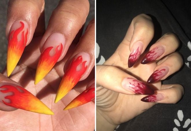 fire manicure for long nails