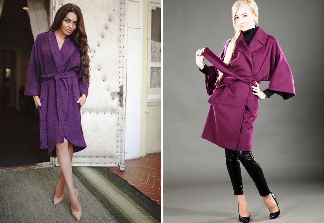 фиолетовое пальто халат