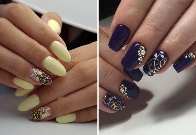 nails design novelties with rhinestones