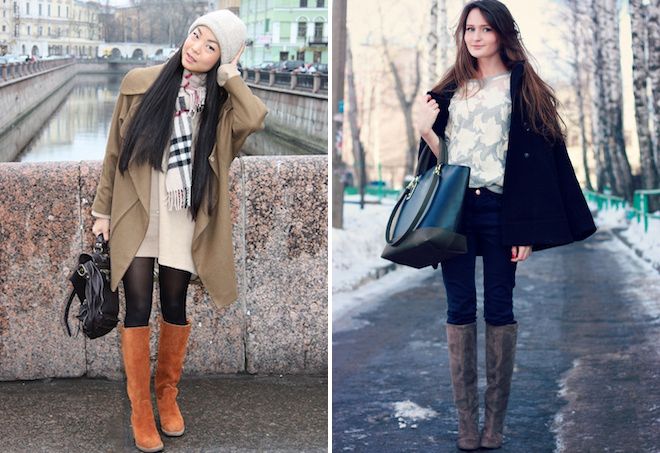 Серые ботинки женские с чем носить зима