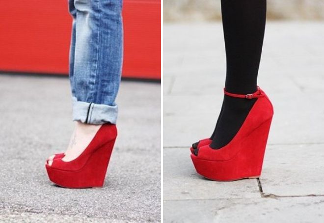 красные туфли на платформе