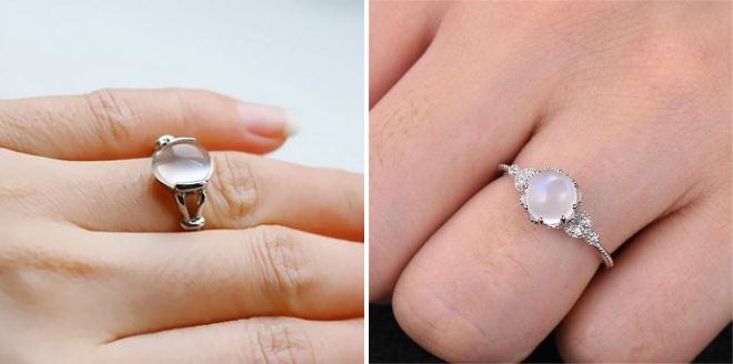 обручальное кольцо с лунным камнем