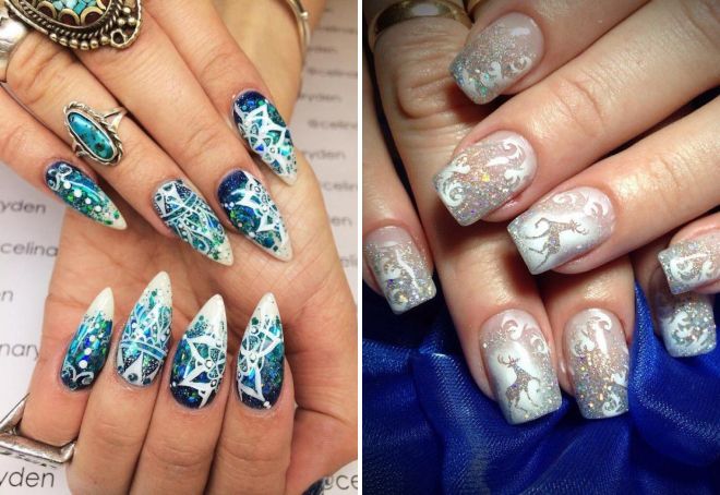 manicure with a pattern winter 2018