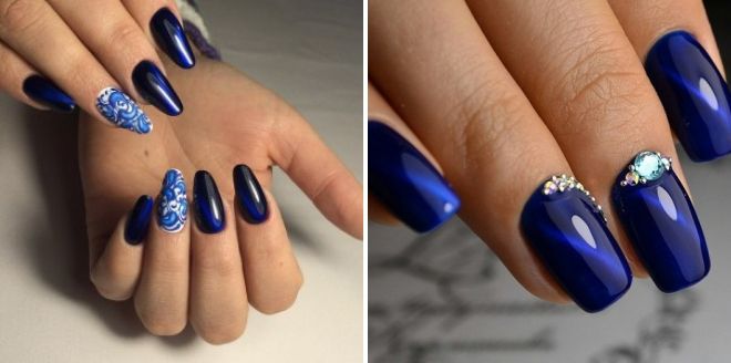 дизайн ногтей темно синий