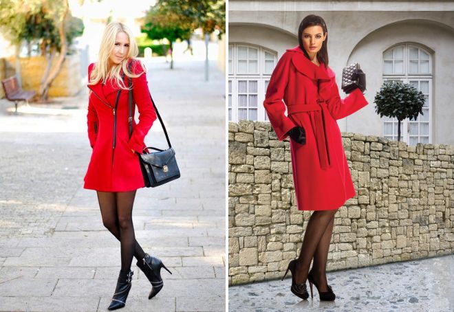 женское красное пальто