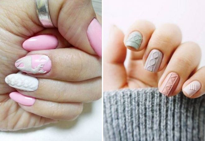 winter manicure with stucco