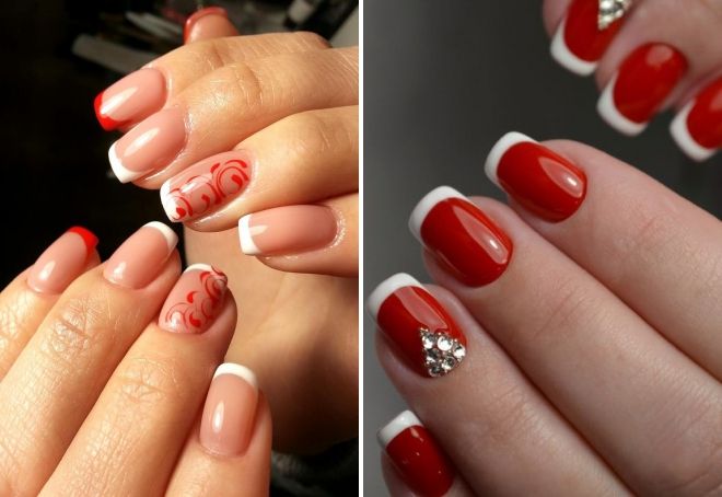 french manicure red and white