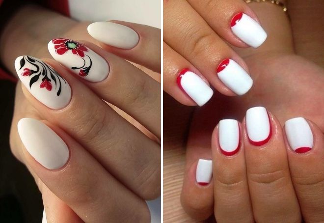 red and white nail design