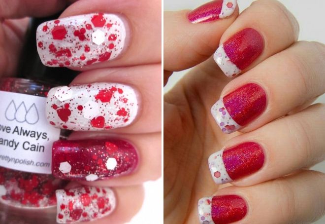 beautiful red and white manicure