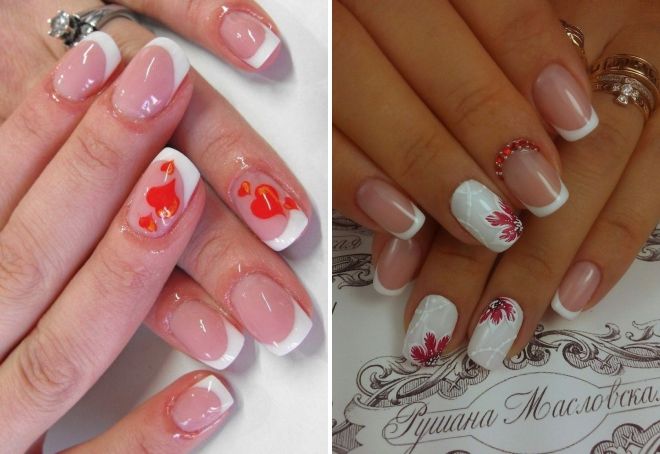 white and red wedding manicure