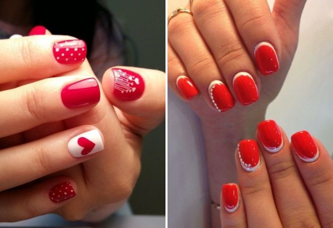 red and white manicure for short nails