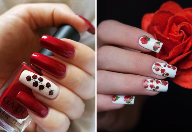 red and white manicure for long nails