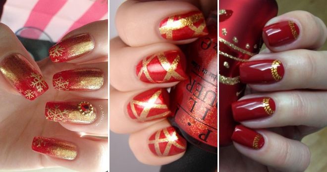 Red-gold manicure drawing