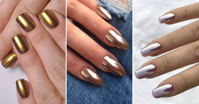 Manicure with golden rubbing