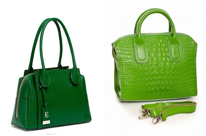 зеленая кожаная сумка