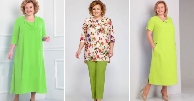 Модные луки весна 2019 для полных женщин салатовый