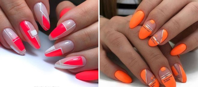bright manicure for almond nails 2020