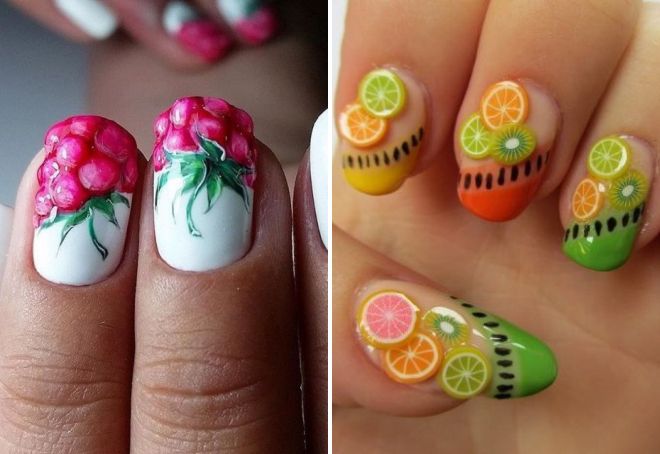 voluminous fruits on the nails