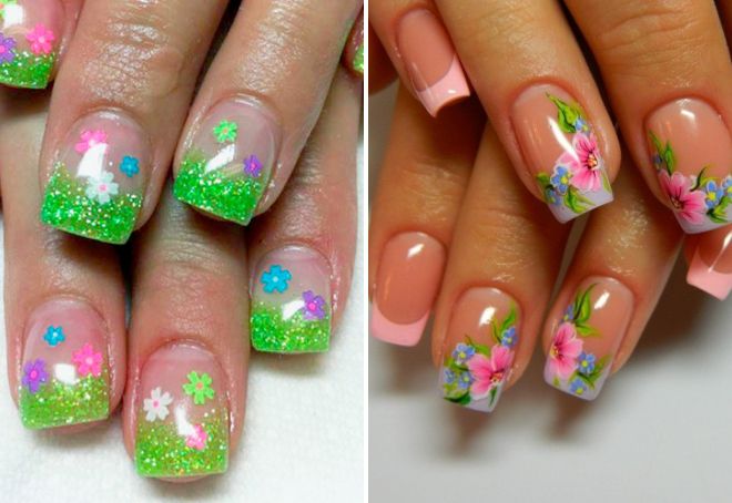 french nail design with a pattern