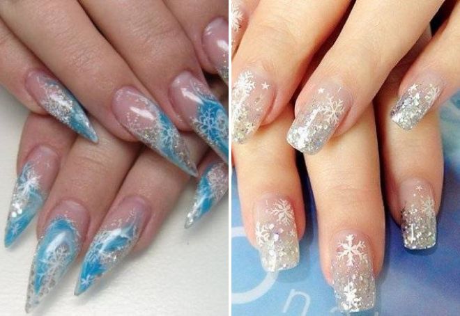 winter french nail design