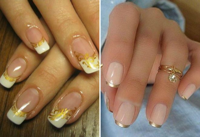 gold french nail design