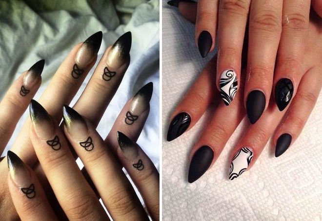 black sharp nails design