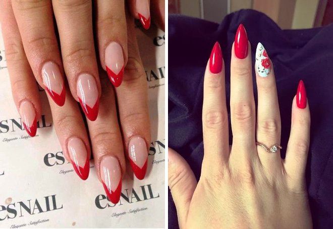 red sharp nails design