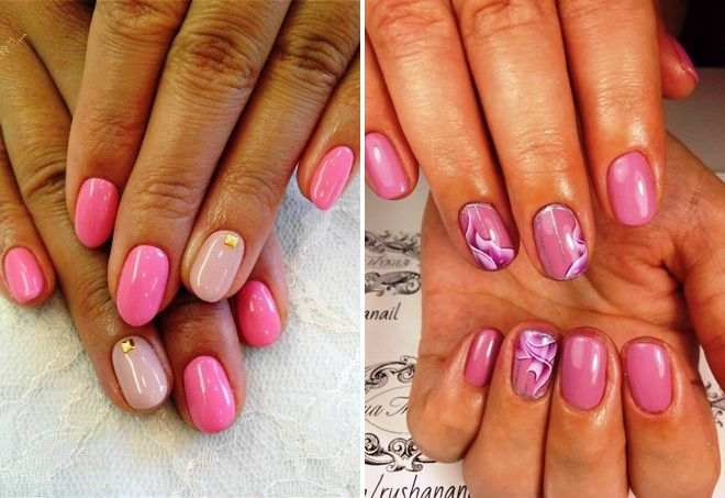 pink manicure for short nails