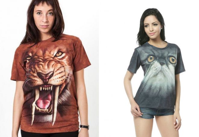 футболки с принтом животных 3д