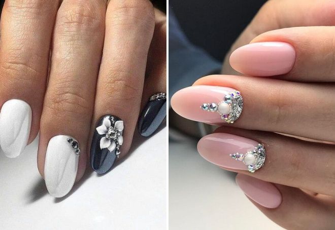 fashionable youth nails 2020 with rhinestones