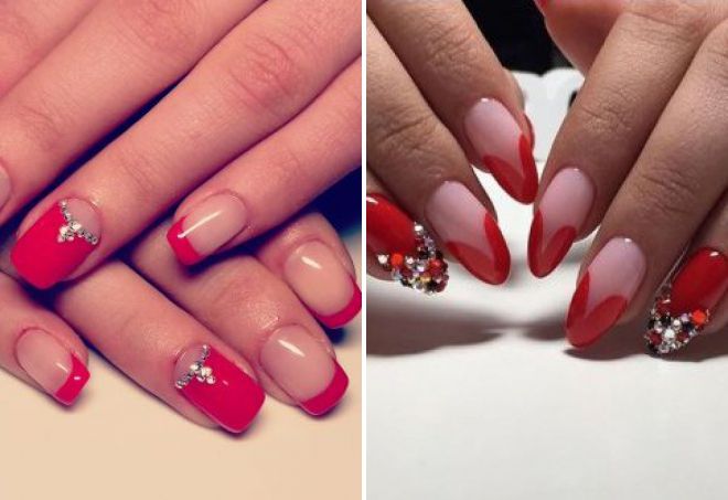 red nail design 2018 french