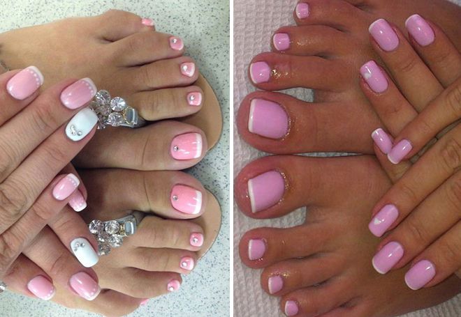 pink french pedicure