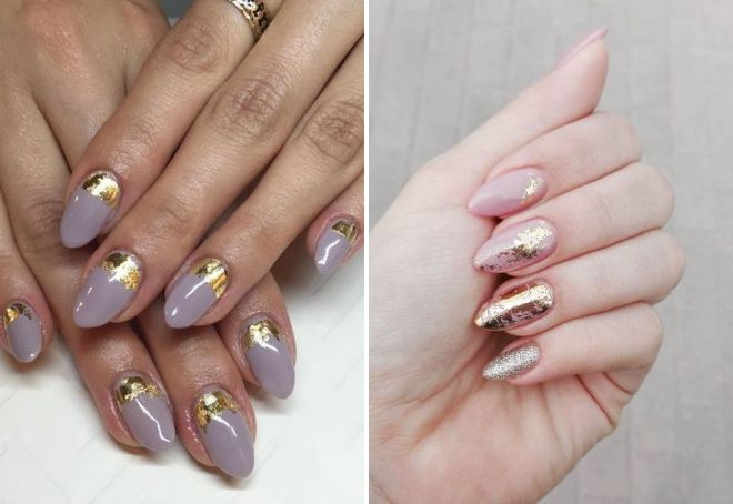 manicure for oval nails with foil