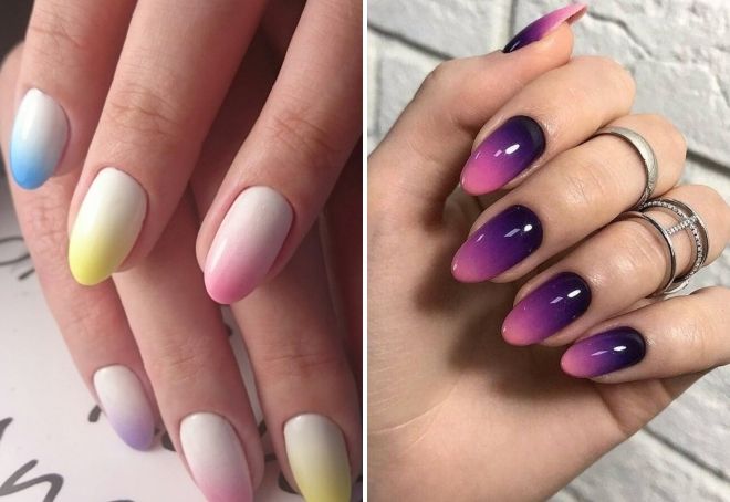 ombre on oval nails