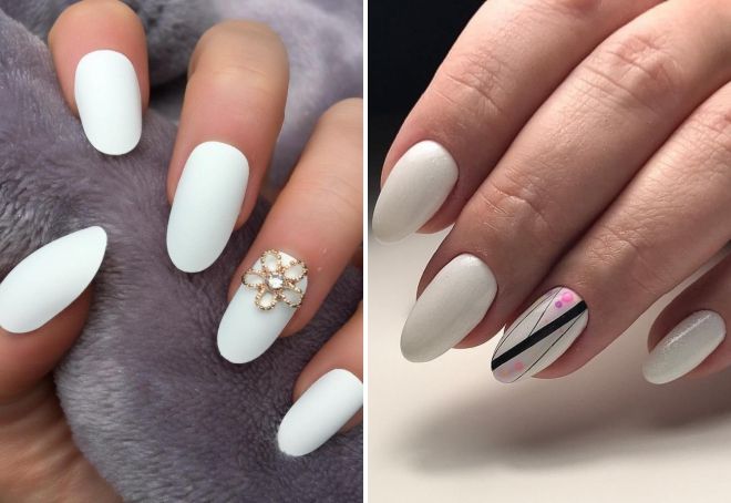 white manicure for oval nails