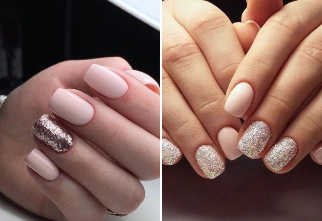 delicate nails design with sparkles