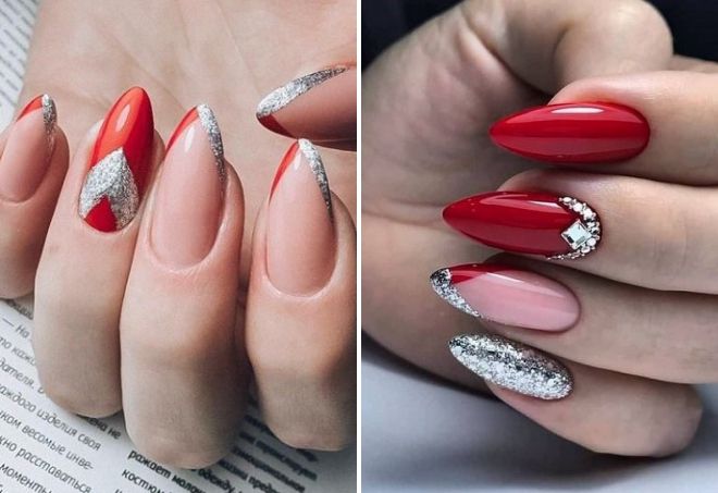 red manicure with silver 2020