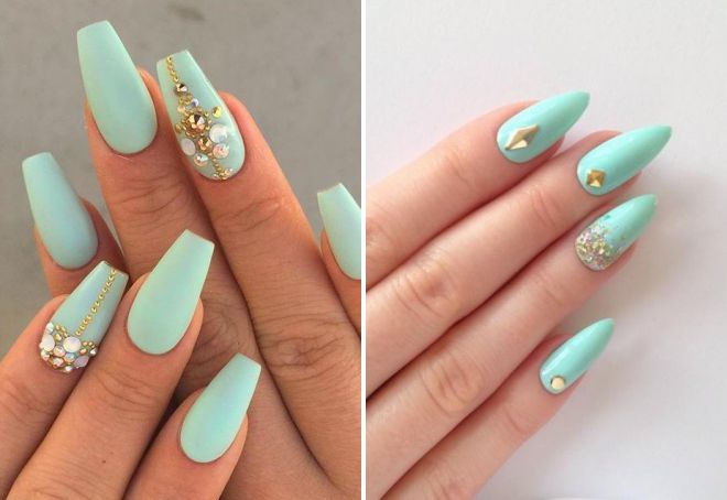 mint manicure for long nails