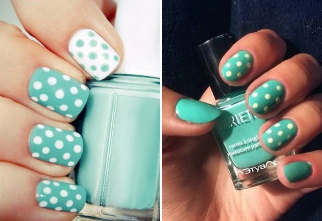 mint and white manicure