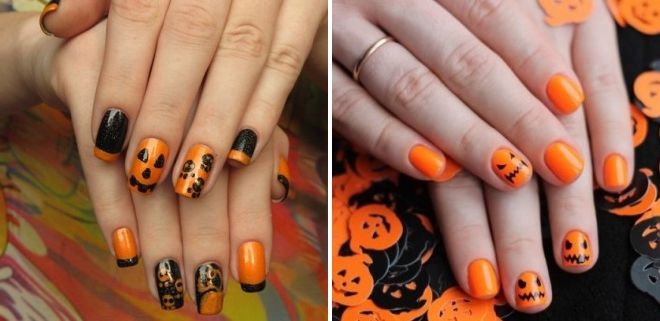 halloween pumpkin manicure