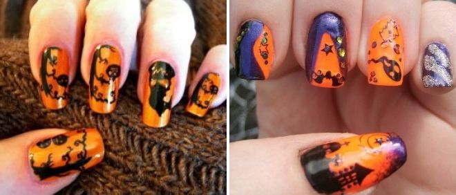 orange halloween manicure