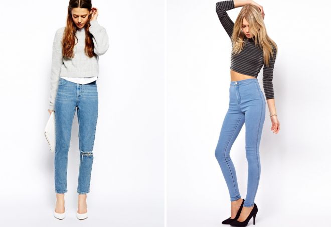 зимние женские джинсы с высокой талией