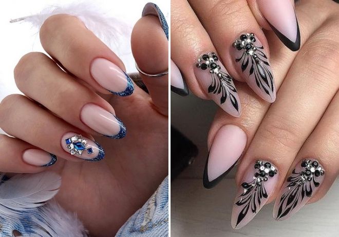 French manicure with a pattern 2020