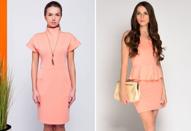деловое платье персикового цвета