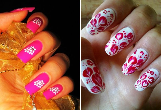 voluminous manicure with a stencil