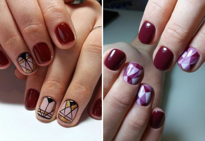 burgundy nail design